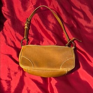 Nine West Tan Leather Shoulder Bag with Gold Hardware